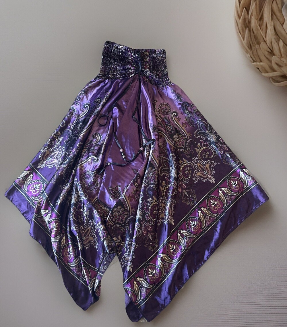 Purple Paisley Boho Handkerchief Hem Vintage Y2K Shoreline